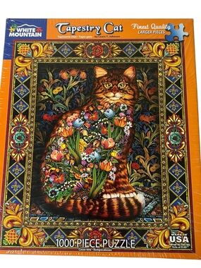 White Mountain NEW SEALED 1000 Piece Tapestry Cat Puzzle